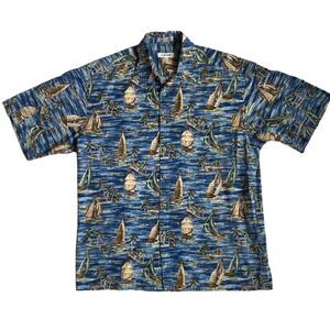 Pierre Cardin Men’s Tropical Shirt Button Front Short Sleeve SZ L